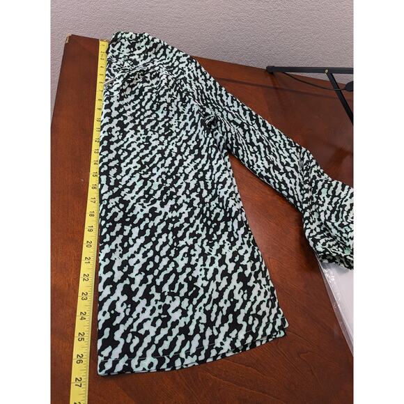Dana Buchman Leopard Print Blouse Small Aqua Black Long Sleeve Top Office Shirt - Picture 10 of 11